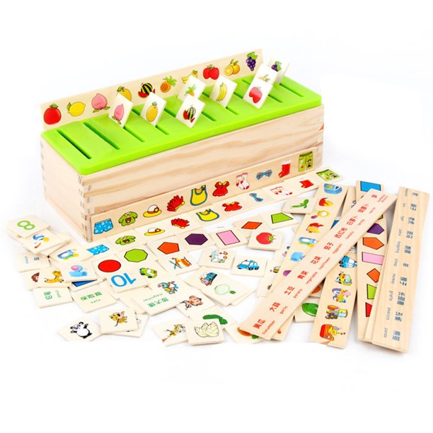 Clasificación de madera Cognitivo Juguete a juego Conocimiento Aprender juguete para niños niñas Ndcxsfigh Libre de BPA