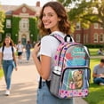 thumbnail image 2 of Xoenoiee Capybara Bow Book Pencil Print Kids School Backpack Large Capacity Schoolbag Travel Casual Daypack Teens Girls Back to School Gift 17" Clear Bookbag PVC See Through School Students Rucksack, 2 of 7