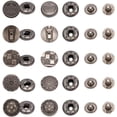 thumbnail image 2 of 50 Sets 5 Styles Brass Snap Button No-Sew Removable Metal Jeans Closure Replacement Repair Buttons Vintage Press Snap Button Fasteners for Women and Men's Jeans Clothing Supplies Gunmetal, 2 of 9