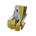 thumbnail image 4 of Modern Soft Flannel Fleece Blanket, Contemporary Art Illustration of a Horse with Pink Woman Lips Print, Cozy Plush for Indoor and Outdoor Use, 50" x 60", Yellow Hot Pink Pale Grey, by Ambesonne, 4 of 6
