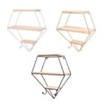 thumbnail image 7 of HONEIER 3 Tier Wall Shelves with Hook, Pentagon Wall Mounted Floating Shelves, Metal Bracket and Wood Decorative Storage Shelf for Living, Dining Room, Office, Bedrooms, 7 of 7