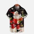 thumbnail image 5 of IROINNID Hawaiian T-Shirt for Men Button Up Christmas Short Sleeve Shirt Funny Xmas Tree Print Vacation Shirt,Black, 5 of 6