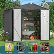 8 x 6 Outdoor Storage Shed on Sale, Aiho Shed & Outdoor Storage Clearance, Metal Storage Shed for Outside, Backyard, Garden & Patio - Dark Gray