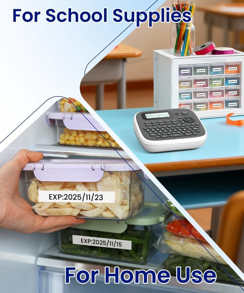 Label Maker, Label Maker Machine with-Tape, Labeler Machine with Waterproof-Labels 12mm 0.47, Laminated Inkless Label Printer, D210s Labeling Maker for Home Organization School Office Supplies