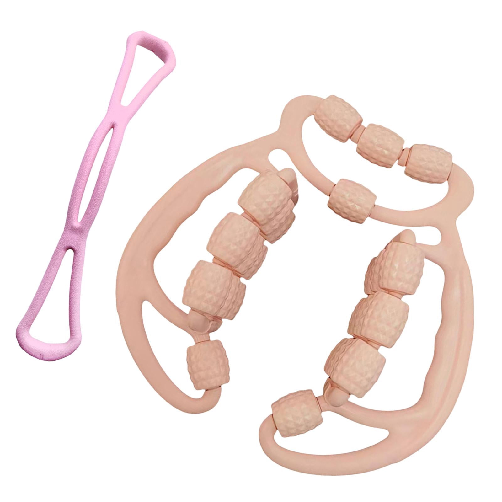 funtasica 24 Wheels Relax Roller Sturdy Circular Leg Clamps Muscle Relaxer Leg Roller Massage Tool for Fitness Exercise Shoulder Pink
