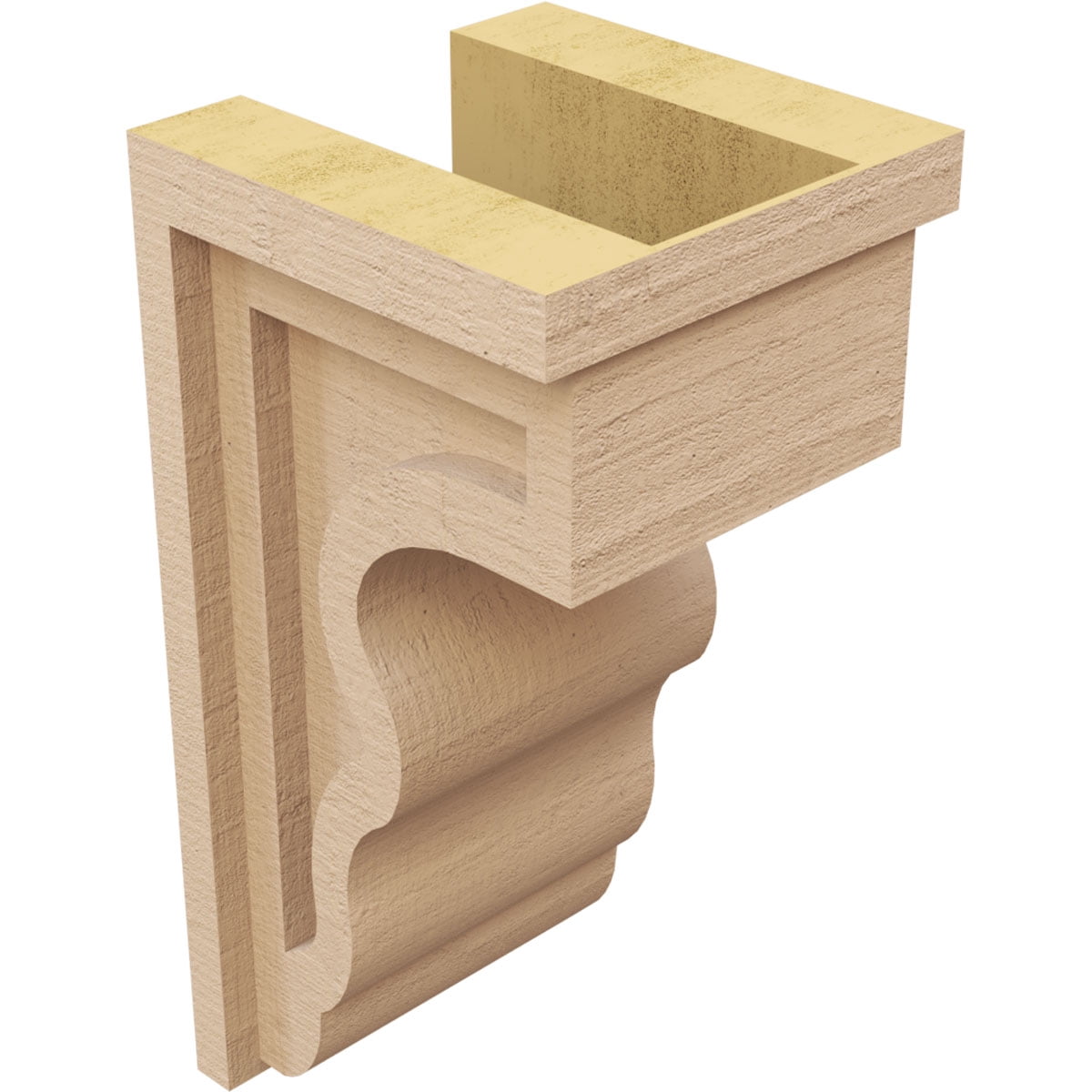 6"W x 6"D x 12"H Wide Highland Rough Cedar Woodgrain TimberThane Corbel, Primed Tan
