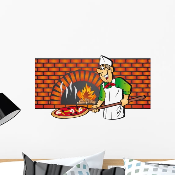 Pizzaiolo Devant Son Four Wall Mural by Wallmonkeys Peel and Stick Graphic (24 in W x 13 in H) WM224351