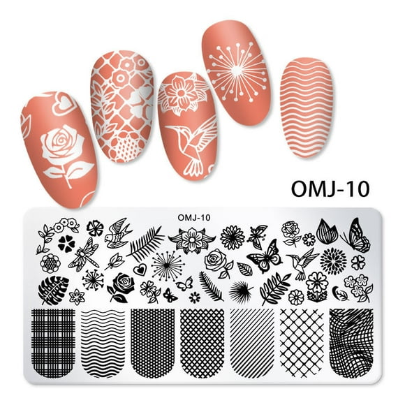 Christmas Nail Art Plates Circular Square Rectangular Stamping Plates Santa Elk Snowflake Ugly Sweater Tree Image Stamp Templates Stamping Kit DIY Print Manicure Salon Design