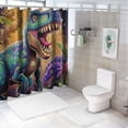 thumbnail image 7 of Orinice Neon Dinosaur Shower Curtain, Cute Dinosaur Color Kids Fun Cartoon Animal Boy Kids Bathroom Curtains, Waterproof Fabric Bathroom Accessories Set With Hook Dinosaur Bathroom Decoration 60x72, 7 of 7