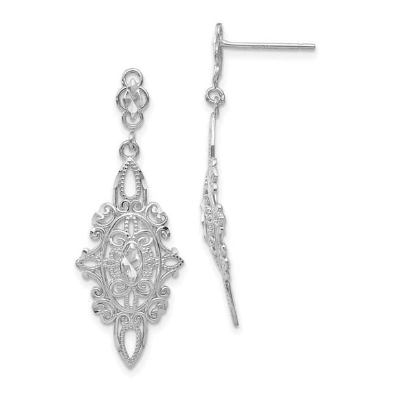 Primal Gold 14K White Gold Diamond Cut Filigree Dangle Earrings