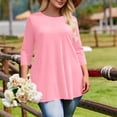 thumbnail image 5 of FDGIU ‌‌‌‌‌‌Plus Size Round Neck Shirts for Women - 3/4 Sleeve Loose Oversized Solid Color Blouse & Pullover Tops, 5 of 6