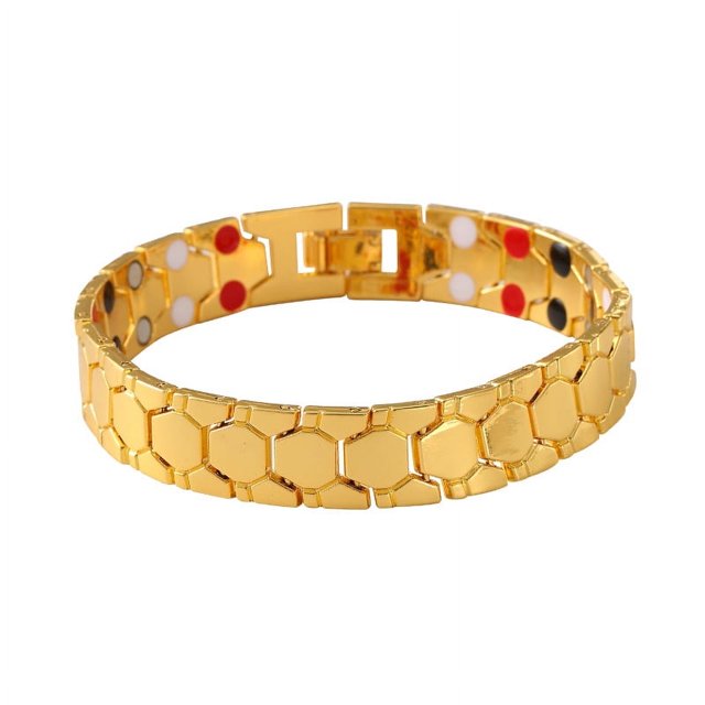 Pulsera de hombre con imán hexagonal esférico, pulsera ancha cuatro en uno