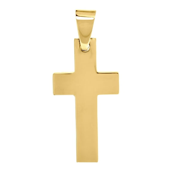 Stainless Steel Yellow Mens Polished Cross Religious Charm Pendant Necklace for Men
