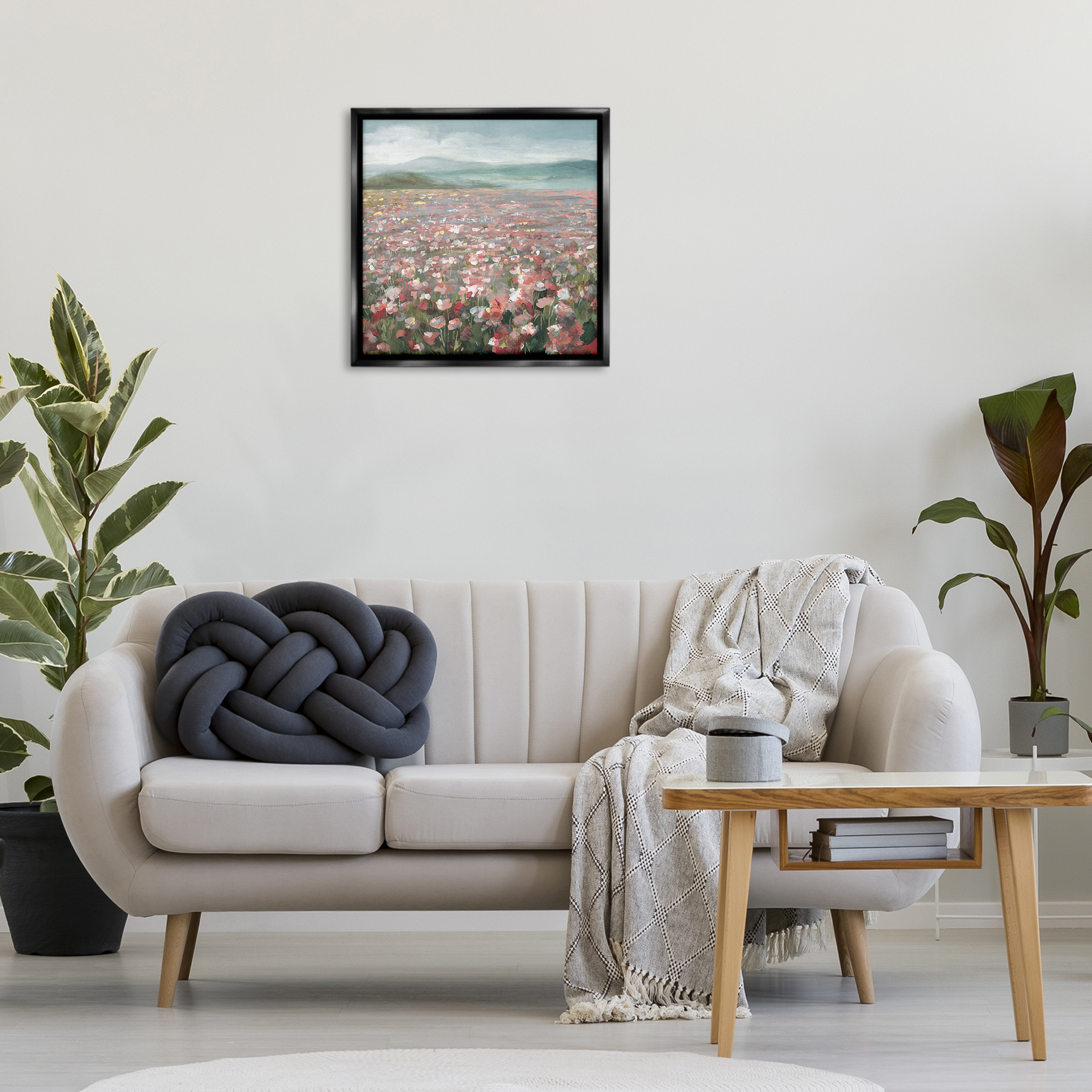 Stupell Industries Soft Headland Wildflowers Landscape Painting Black Floater Framed Art Print Wall Art, 25 x 25