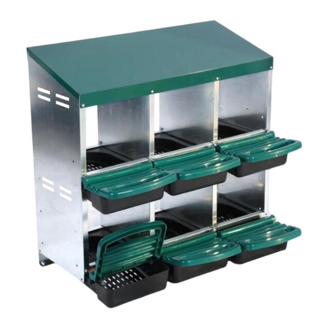 Cajas nido para gallinas, accesorios para poner huevos, protección para huevos, resistentes, cajas de 6 compartimentos para gallinas ponedoras Verde