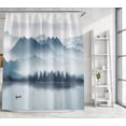 thumbnail image 2 of Abstract Shower Curtain 72 X 72 Inches With 12 Hooks Modern Aesthetic Abstract Stripe Shower Curtain Set For Bathtub Bathroom Gray Blue Brown Contemporary Abstract Painting Fabric Shower Curtains, 2 of 6