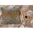 thumbnail image 2 of Floral Fluffy Throw Pillow Cushion Cover, Pattern of Flowers and Peacock Feathers Floral Arrangement Art, Rectangle Accent Pillow Case, 26" x 16", Petrol Blue Pale Coffee, by Ambesonne, 2 of 5