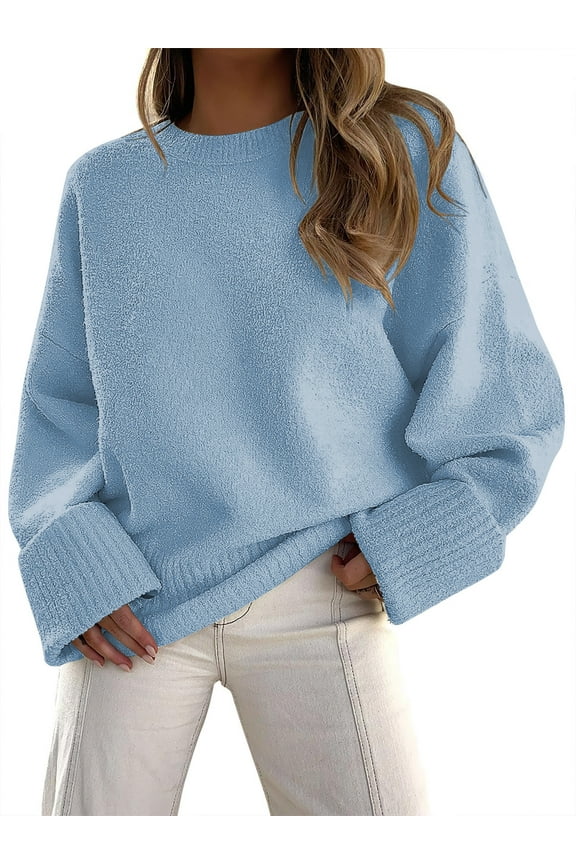 Sweaters for Women Oversized Crewneck Long Sleeve Chunky Knit Pullover Sweaters Tops Trendy Fall Outfits