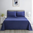 thumbnail image 2 of Hong and Arts Inc. Marina Decoration Ultra Soft Silky Deep Pocket Solid Rayon from Bamboo All Season Bedding Pleated Sheet Set Navy Blue - King, 2 of 5