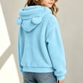 thumbnail image 3 of FAIOROI Kids Fleece Hoodie with Cute Bear Ears, Girls Boys Soft Warm Pullover Sweatshirt, Long Sleeve Hooded Top for Fall Winter Sky Blue 7-8T, 3 of 6