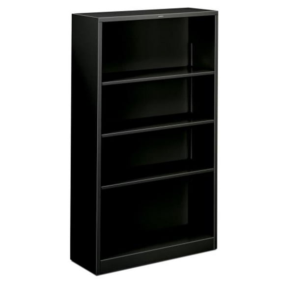HON Brigade 4-Shelf Steel Bookcase 59" Height x 34.5" Width x 12.6" Depth - Recycled - Black - Steel - 1 / Each