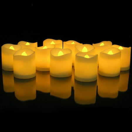 Realistic Bright Flameless LED Tea Light Candles, Bright, Flickering, Battery Powered Fake Candles, Unscented Tealights, Pack of