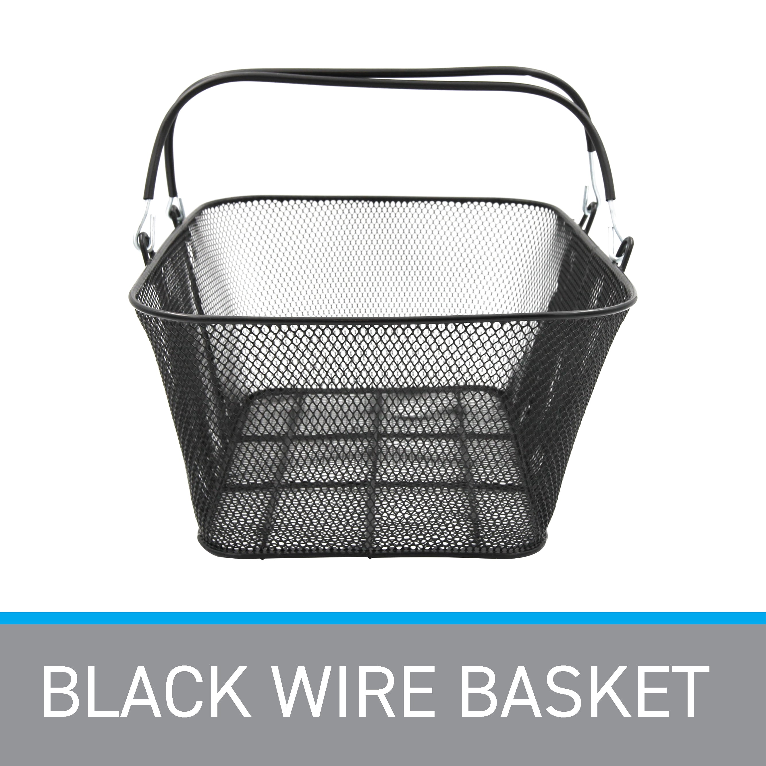 SSWBasics Black Metal Shopping Basket with Handles - 17”W x 12”D x 7”H - Durable and