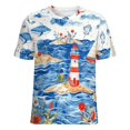 thumbnail image 5 of Lighthouse Sailboats Ocean Waves Flowers T Shirts Basic T-Shirt Short Sleeve Ladies Tee Shirt Summer Graphic Clothing, 5 of 7