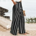 thumbnail image 4 of Jamsmile Women Pants Buttons Summer Stripe Print Casual Beach Pants Trousers High Waisted Wide Leg Pants With Pockets, 4 of 9