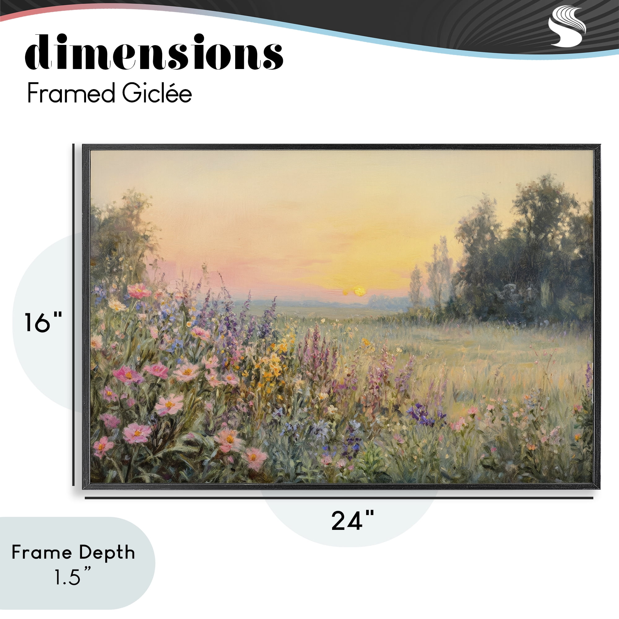 Stupell Industries Serene Twilight Meadow Black Framed Giclee Art, design by Petal Prints Design