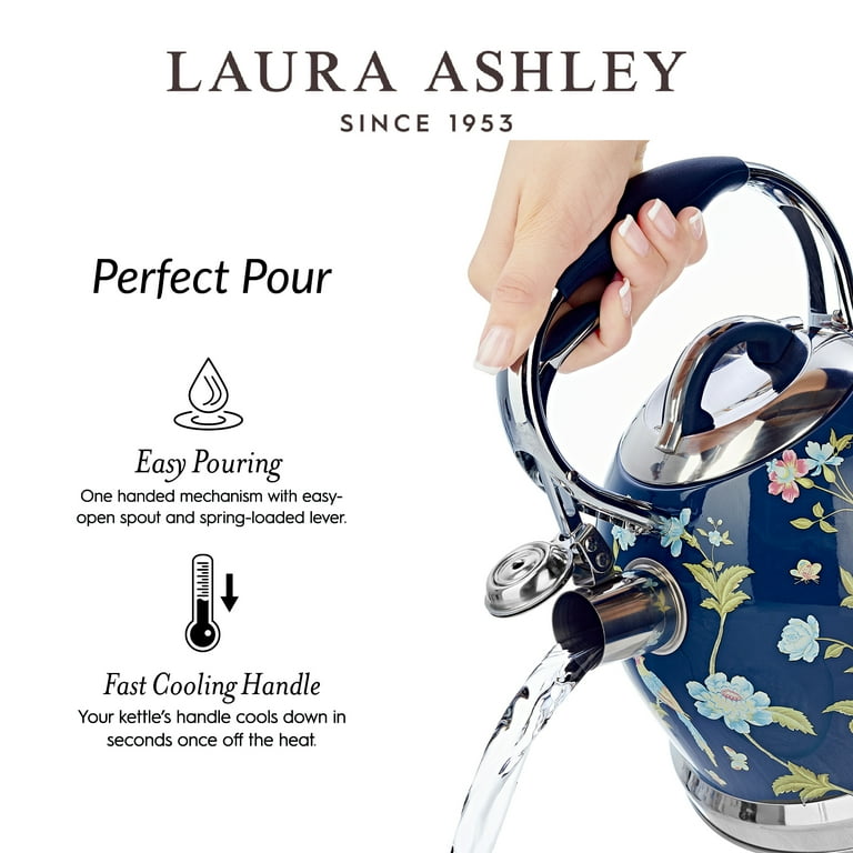 Laura Ashley Induction Stovetop Kettle, Stainless Steel Navy, 3