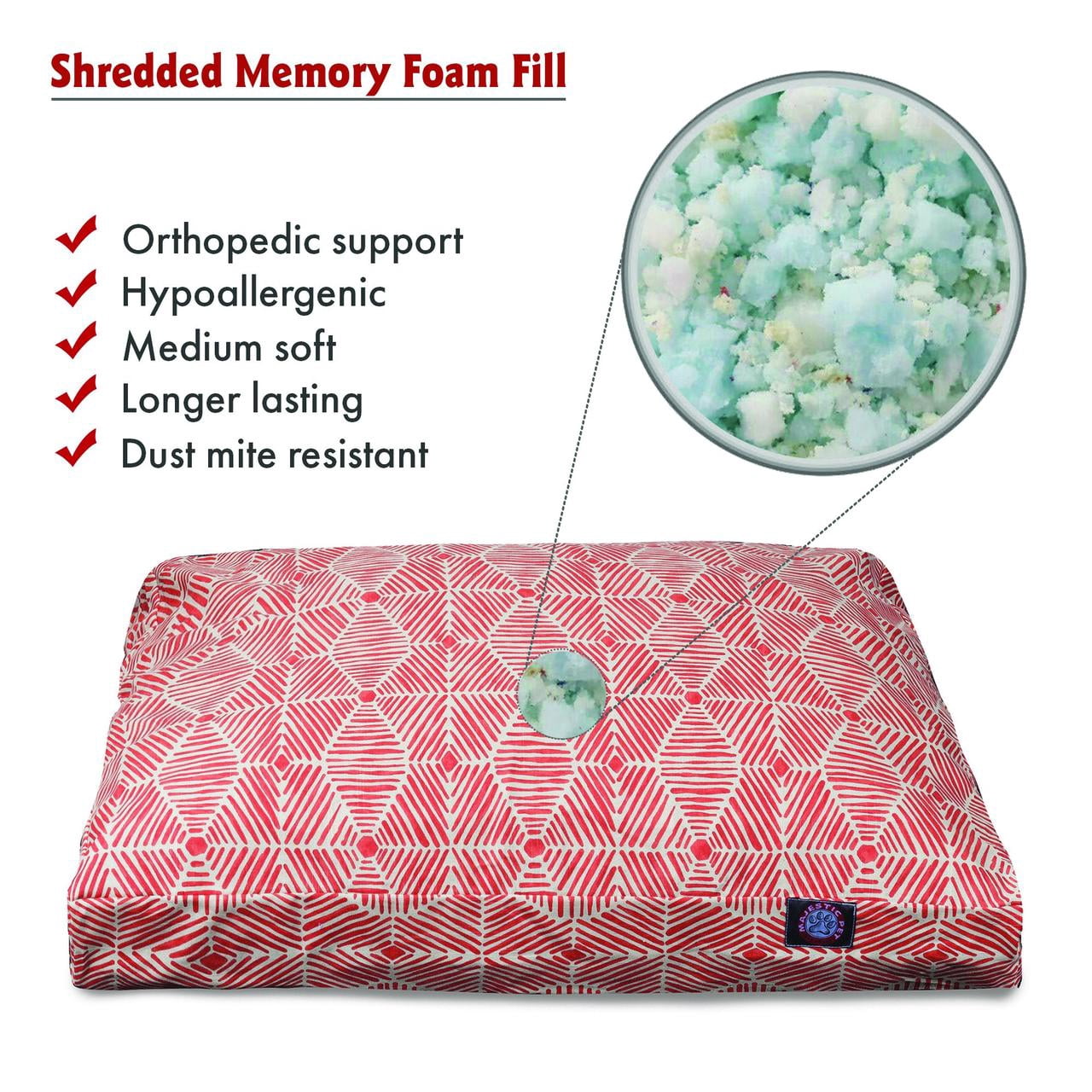 Majestic Pet | Charlie Shredded Memory Foam Rectangle Pet Bed For Dogs, Removable Cover, Salmon, Small