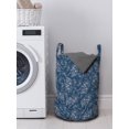 thumbnail image 3 of Navy Blue Laundry Bag, Lace Like Pinkish Hand Sketched Repeated Abstract Flower Twig Leaf Printing, Basket with Handles Drawstring Closure for Laundromats, 13" x 19", Rose and Indigo, by Ambesonne, 3 of 4