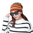 thumbnail image 2 of SPRING PARK Women Turban Womens Mens Cotton Headband Chemo Hat Striped Hairband Bandana Pleated Cap, 2 of 5