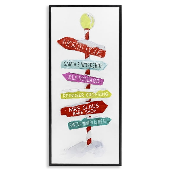 Stupell Industries Cottage Holiday Directional Sign Black Framed Giclee Art, 13 x 30, by Sally Swatland