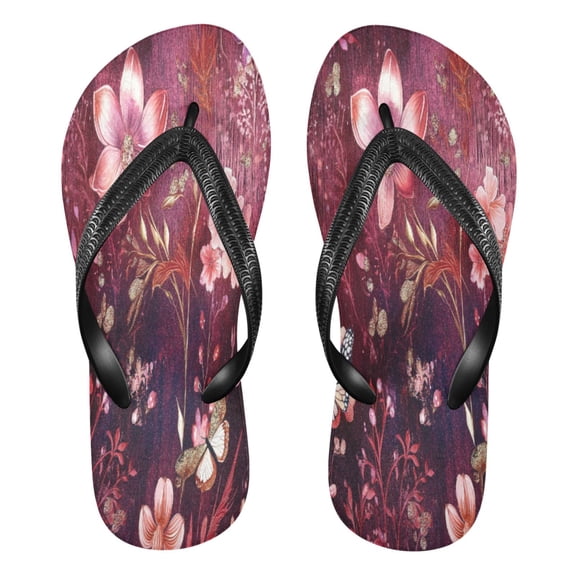 YAZAOOSummer Flip Flops Creatively Whimsical Floral Nightscape Simple Beach Sandals