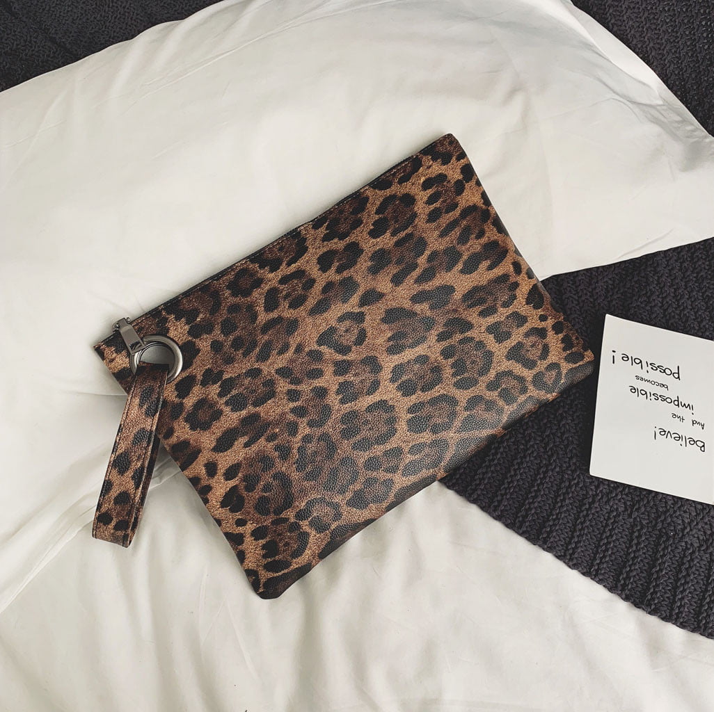 Womens Leather Crossbody Bag Leopard Print Shoulder Bags Messenger Bag Coin Bag 