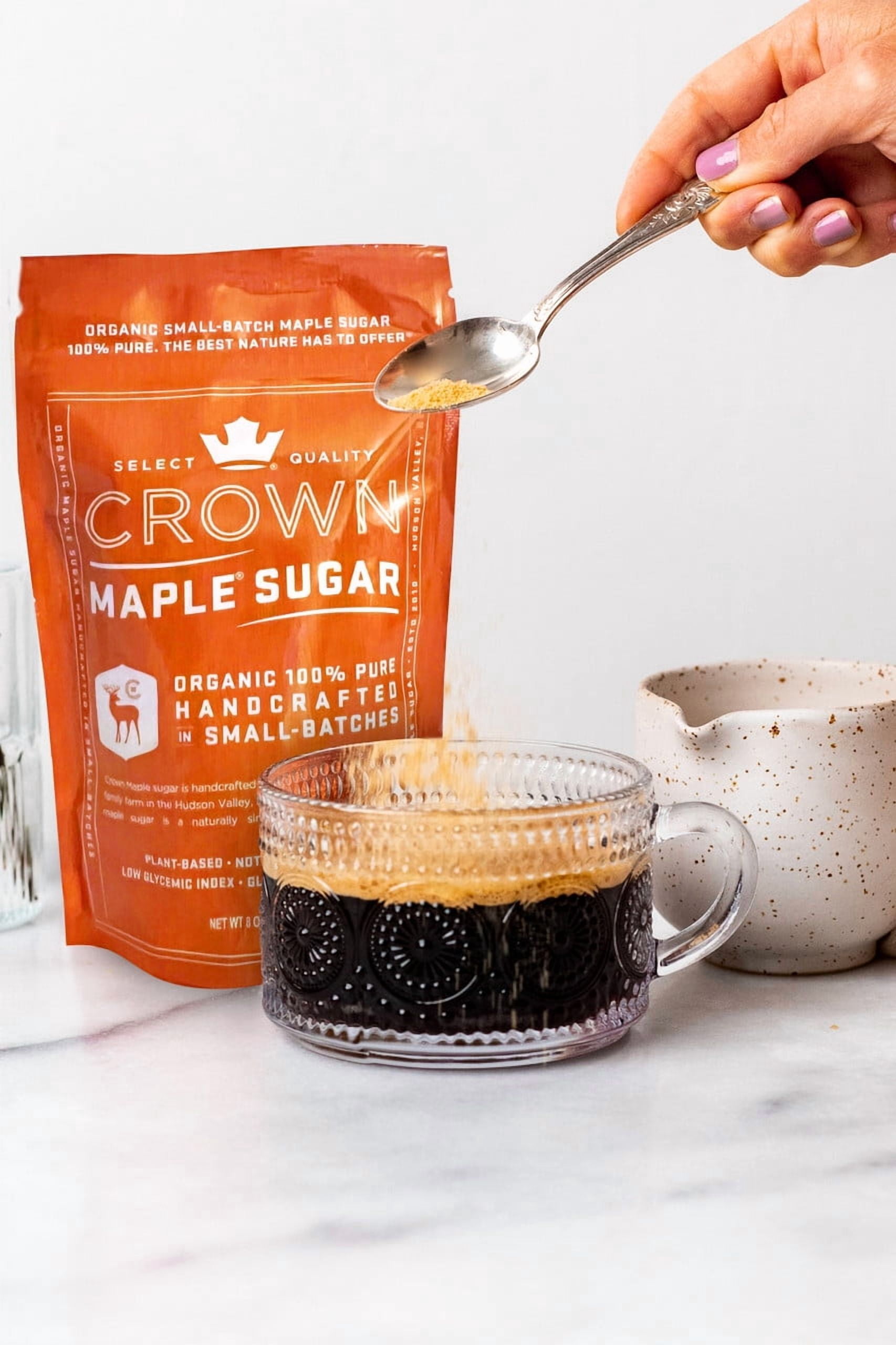Crown Maple Organic Maple Sugar 8 oz (227g); Handmade in Small-Batches, Gluten-Free, Non-GMO