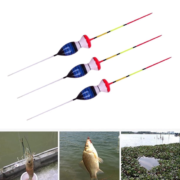 Juego de flotadores y bobbers de madera de balsa de 3 piezas, flotadores de boya vertical para crappie Pan Fish Bass Suministros de Azul 12x1.15x1.15cm Macarena Flotadores de pesca