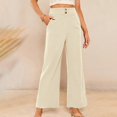 thumbnail image 4 of YIFUNIN Women's Solid Color Corduroy Straight Leg Pants, Loose Fit Casual Trousers for Fall Winter, Comfortable Ribbed Fabric Fashion,Beige L, 4 of 6