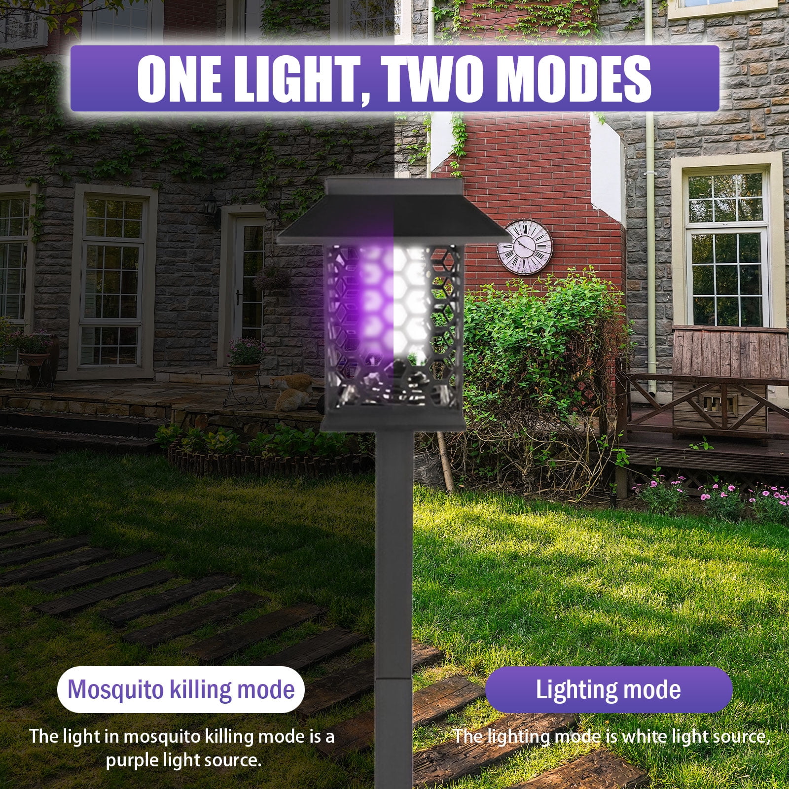 XZKING 4 Pack Solar Bug Zapper Outdoor Solar Powered Mosquito Zapper Mosquito Lamp Fly Zapper Repellent Lighting Stake Landscape Fixture for Garden Patio Pathway Backyard Camping