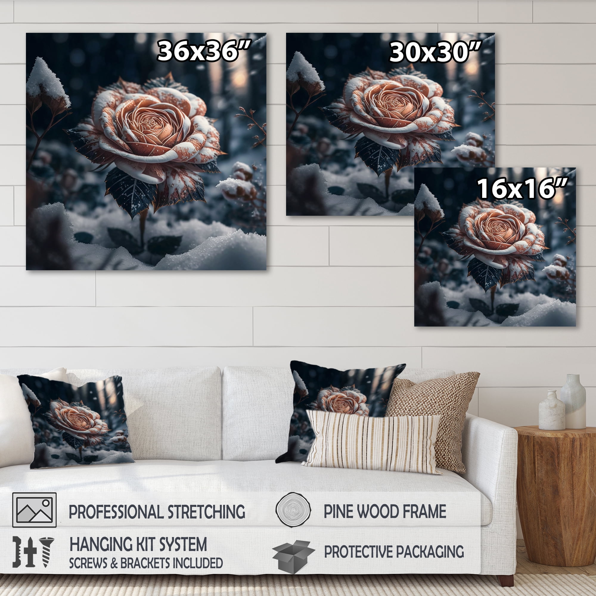Designart A Blooming Rose Flower In A Forest II Canvas Wall Art