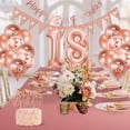 thumbnail image 6 of BIRLON 18th Birthday Decorations for Girls, Rose Gold Party Set with Number 18 Foil Balloon, Happy 18th Banner, Triangle Bunting, Sash, Cake Topper, Confetti Balloons, 6 of 7