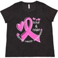 thumbnail image 3 of Inktastic Love, Care, Cure Breast Cancer Awareness Pink Ribbon Women's Plus Size T-Shirt, 3 of 5