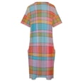 thumbnail image 4 of Vestido holgado a cuadros de Madras para mujer traje de verano con bolsillos rojo azul Rosa Verde ocre, 4 of 6
