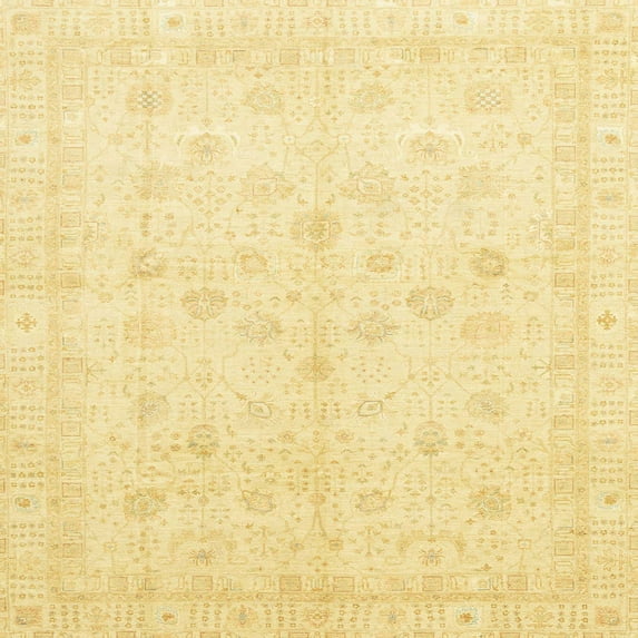 Ahgly Company Machine Washable Indoor Square Abstract Chrome Gold Yellow Area Rugs, 5' Square