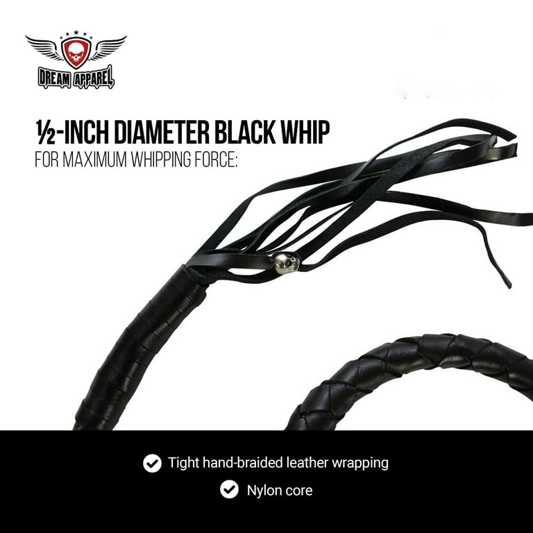 Dream Apparel GBW17-11 All Black Motorcycle Get Back Whip Naked Leather, 36  inches 