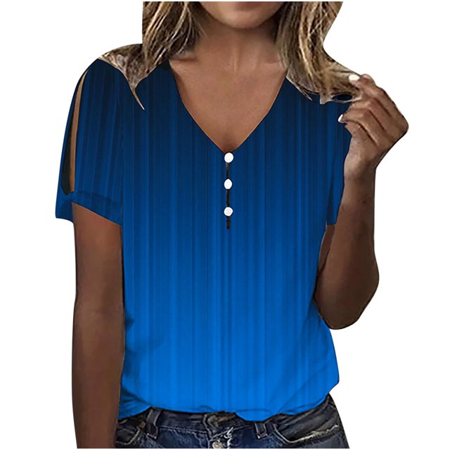 Birdeem Mode Femme T-Shirt Décontracté à Manches Courtes Col en V Imprimé Amour