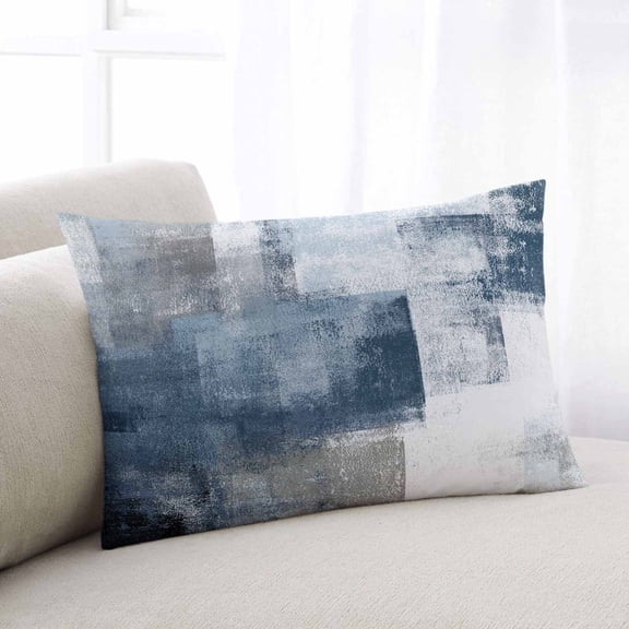 Blue Standard Size Pillow Cover, Pillowcase Protectors with Zipper, Breathable Decorative Throw Pillow Case Cover, Retro Oil Painted Modern Abstract Art Pillow Shams for Couch Sofa 20x26Inch