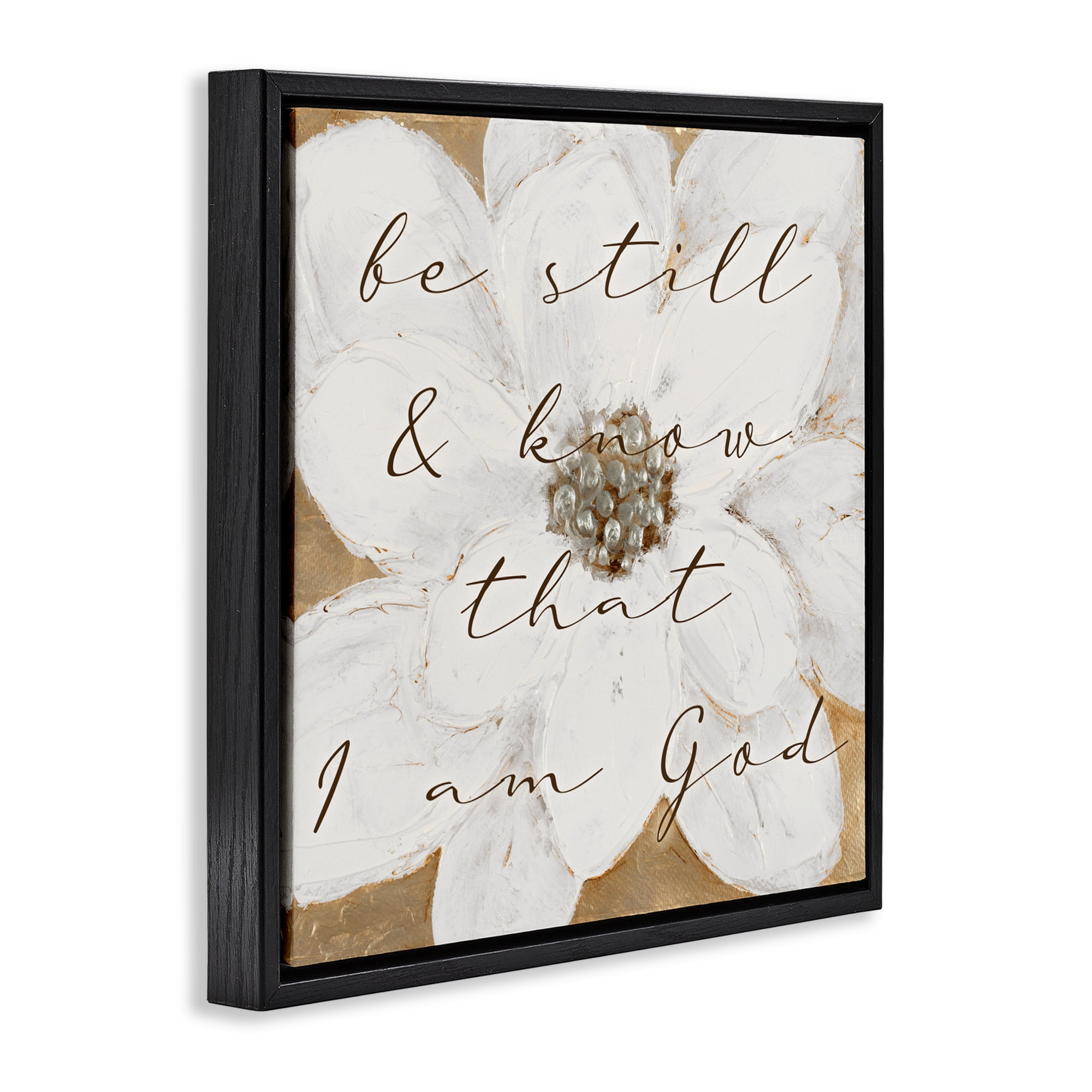Stupell Industries Be Still with White Magnolia Black Framed Floater Canvas Wall Art, design by Lanie Loreth